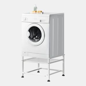 Pedestal para máquina de lavar roupa com prateleira máx. 150 kg Aço sinterizado 63 x 54 x 41 cm - Branco en.casa