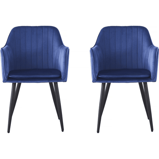 Conjunto de 2 cadeiras de veludo Velma com braços - Azul