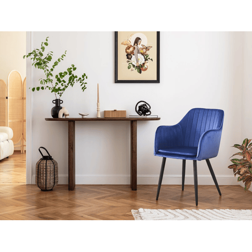Conjunto de 2 cadeiras de veludo Velma com braços - Azul