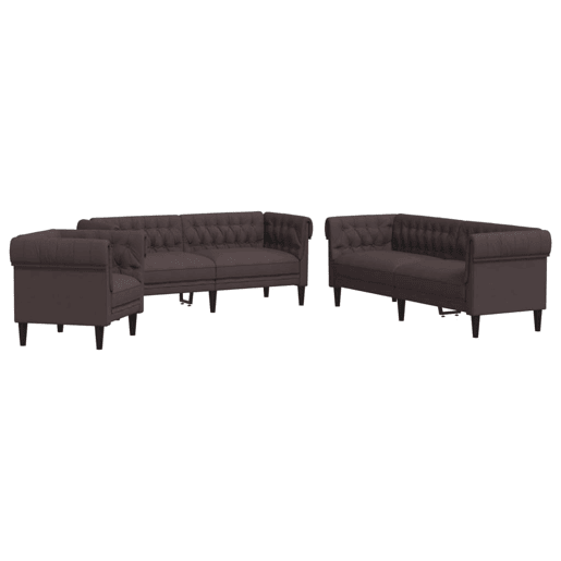vidaXL 3 pcs conjunto de sofás tecido castanho-escuro vidaXL 3 pcs conjunto de sofás tecido castanho-escuro