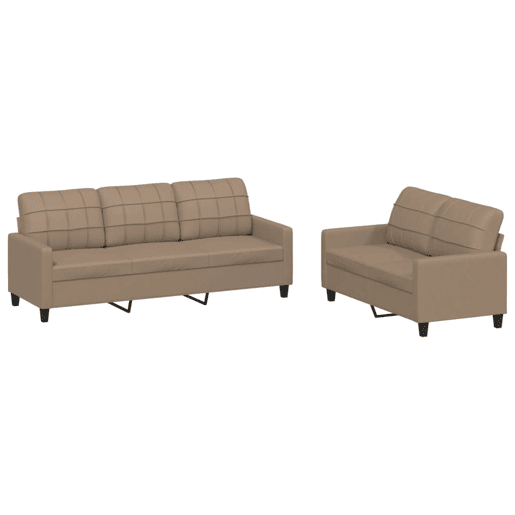 vidaXL 2 pcs conjunto sofás c almofadões couro artif. cor cappuccino vidaXL 2 pcs conjunto sofás c almofadões couro artif. cor cappuccino