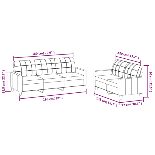 vidaXL 2 pcs conjunto sofás c almofadões couro artif. cor cappuccino vidaXL 2 pcs conjunto sofás c almofadões couro artif. cor cappuccino