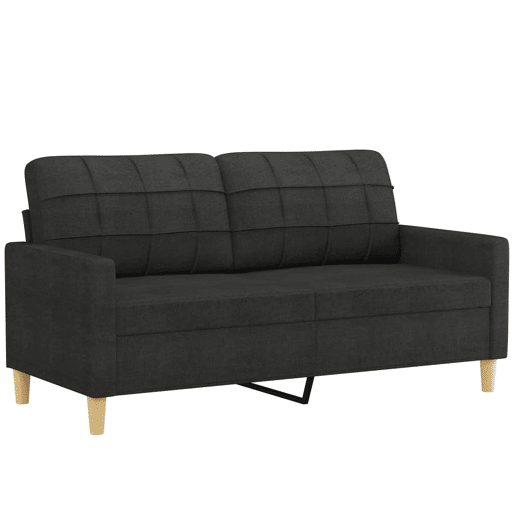 vidaXL 2 pcs conjunto de sofás com almofadas tecido preto vidaXL 2 pcs conjunto de sofás com almofadas tecido preto