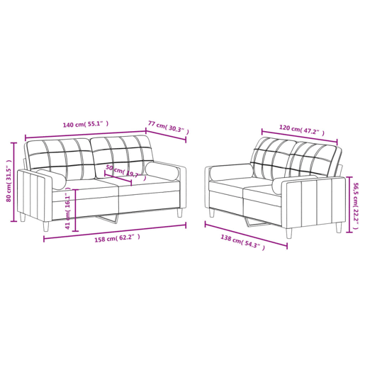 vidaXL 2 pcs conjunto de sofás com almofadas tecido preto vidaXL 2 pcs conjunto de sofás com almofadas tecido preto