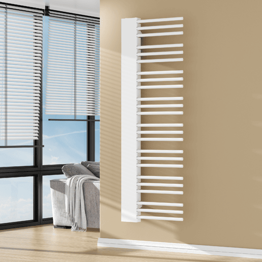 Radiador toalheiro de parede Kviteseid 24 tubos 558 W aço 146x45 cm - Branco neu.haus