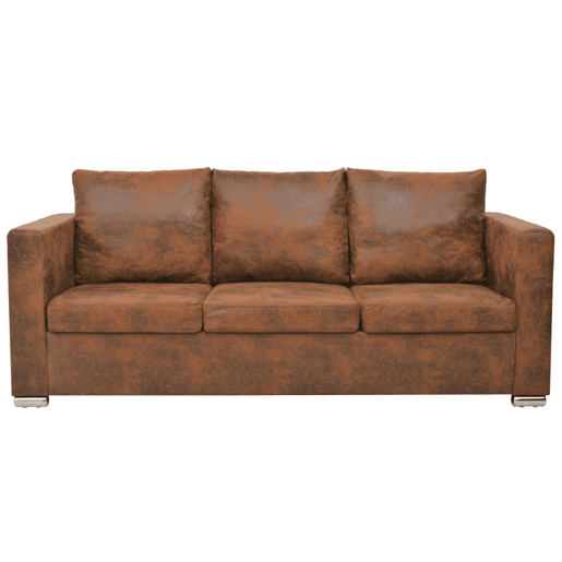 vidaXL Sofá de 3 lugares 191x73x82 cm camurça artificial vidaXL Sofá de 3 lugares 191x73x82 cm camurça artificial