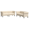 vidaXL 2 pcs conjunto de sofás tecido cor creme