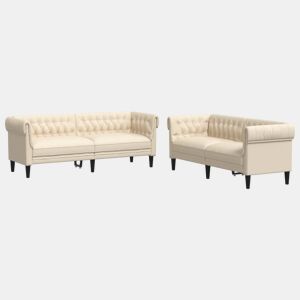 vidaXL 2 pcs conjunto de sofás tecido cor creme