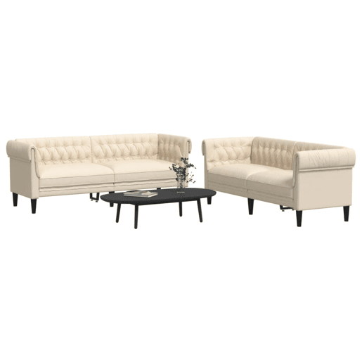 vidaXL 2 pcs conjunto de sofás tecido cor creme vidaXL 2 pcs conjunto de sofás tecido cor creme