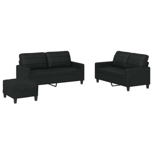 vidaXL 3 pcs conjunto de sofás com almofadões couro artificial preto vidaXL 3 pcs conjunto de sofás com almofadões couro artificial preto