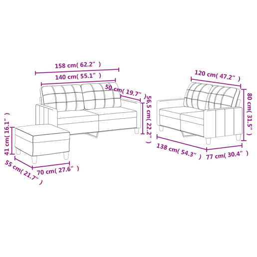 vidaXL 3 pcs conjunto de sofás com almofadões couro artificial preto vidaXL 3 pcs conjunto de sofás com almofadões couro artificial preto