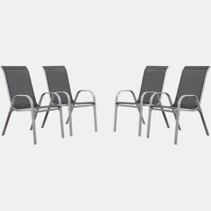 Poltrona de jardim Textilene Cordoba - Fénix - Cinza escuroPrata - Kit de 4