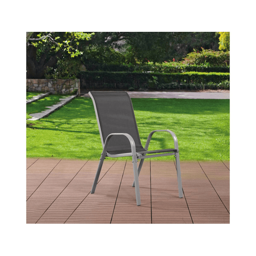 Poltrona de jardim Textilene Cordoba - Fénix - Cinza escuroPrata - Kit de 4
