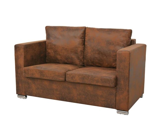 Vidaxl sofá de 2 plazas de cuero artificial de ante 137x73x82 cm