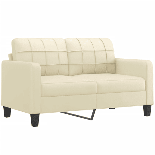 vidaXL 2 pcs conjunto de sofás com almofadas couro artificial creme