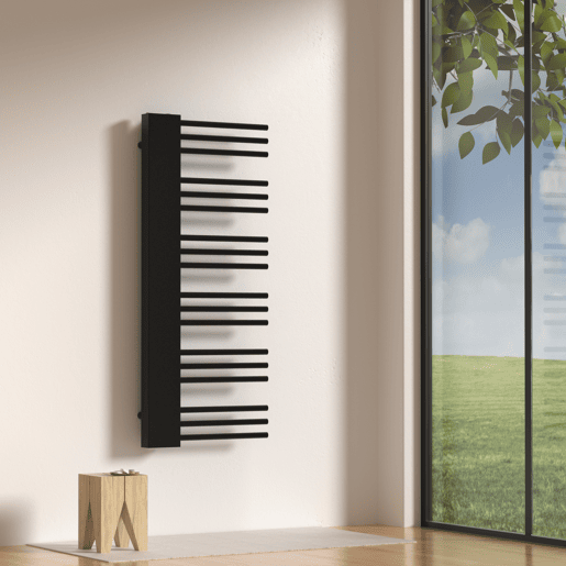 Radiador toalheiro de parede Kviteseid 18 tubos 470W aço 120x50 cm - Preto neu.haus