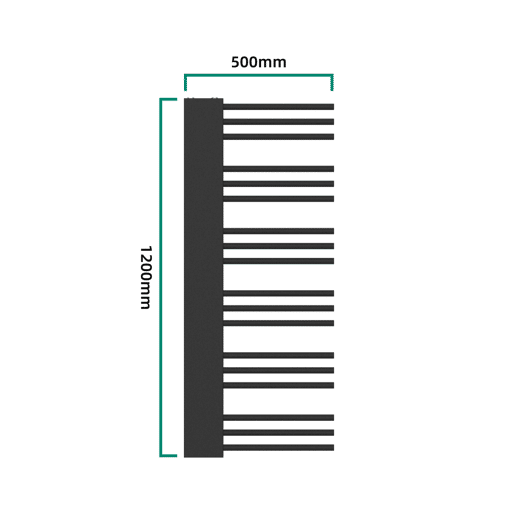 Radiador toalheiro de parede Kviteseid 18 tubos 470W aço 120x50 cm - Preto neu.haus