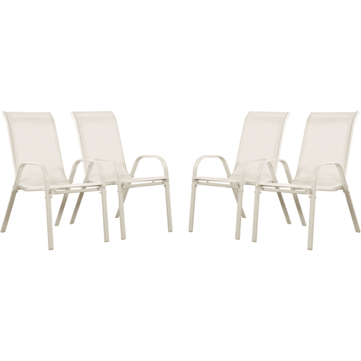 Poltrona de jardim Textilene Cordoba - Fénix - Crua - Kit de 4