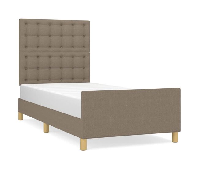 Estructura de cama con cabecero de tela gris taupe 80x200 cm botones