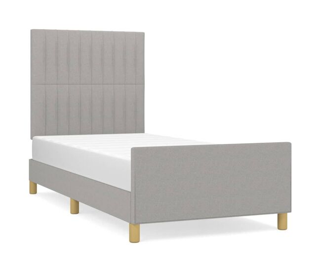 Estructura de cama con cabecero de tela gris claro 100x200 cm rayas verticales