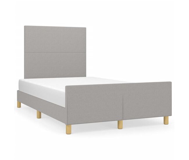 Estructura de cama con cabecero de tela gris claro 120x200 cm diseño plano