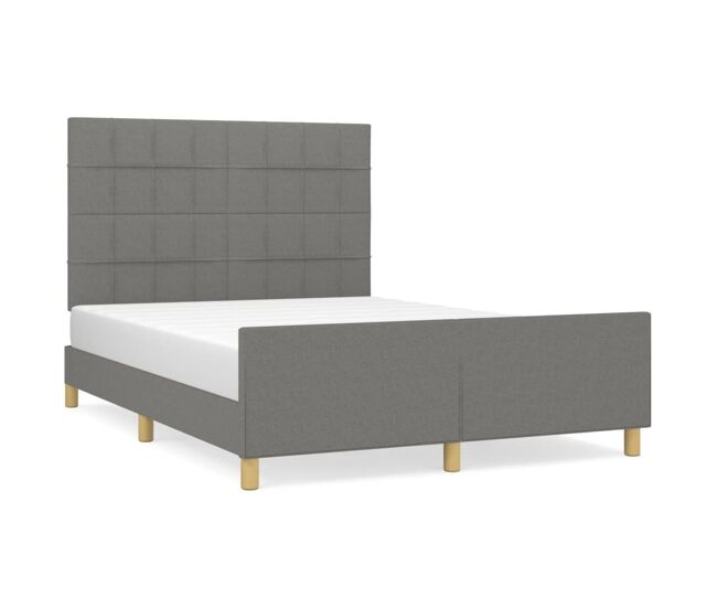 Estructura de cama con cabecero de tela gris oscuro 140x200 cm bloques con cuadros