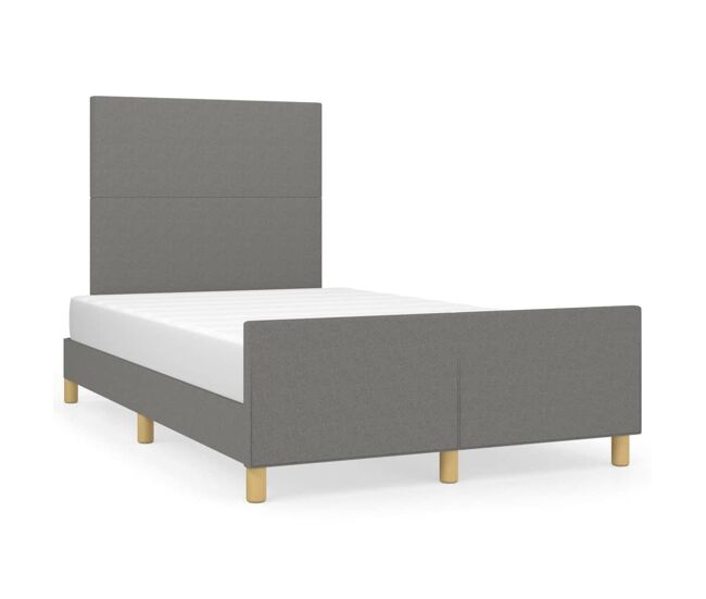 Estructura de cama con cabecero de tela gris oscuro 120x200 cm diseño plano