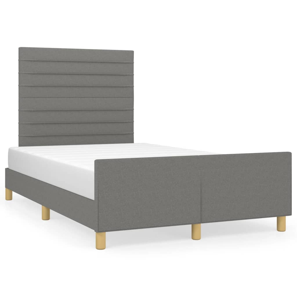 estructura de cama con cabecero de tela gris oscuro 120x200 cm rayas horizontales