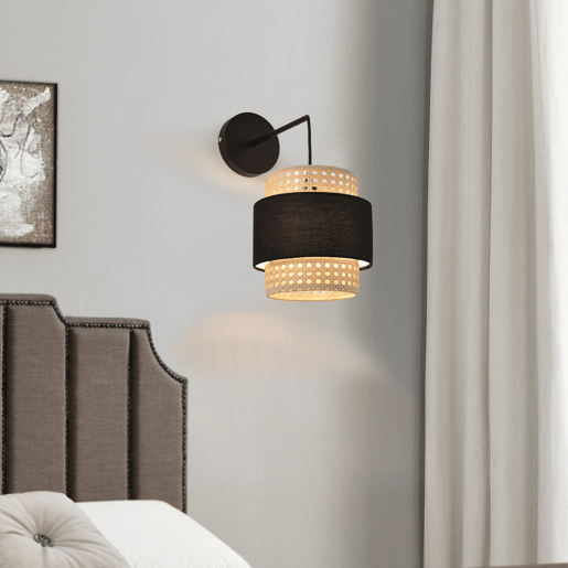 2 Candeeiros de parede Southampton 1xE14 metal-plástico 36x30x18 cm - Preto e Bege lux.pro