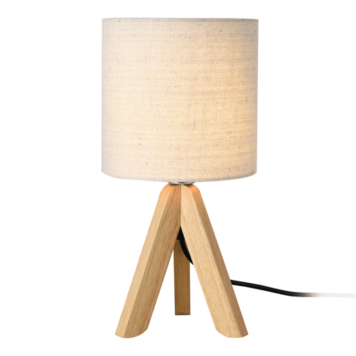 Candeeiro de mesa Koblenz - Tripé - 38 x ø 18 cm - Pernas em madeira - Abajur em linho - Bege lux.pro lux.pro.