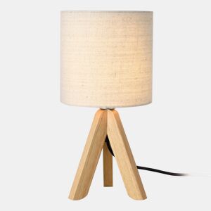 Candeeiro de mesa Koblenz - Tripé - 38 x ø 18 cm - Pernas em madeira - Abajur em linho - Bege lux.pro lux.pro.