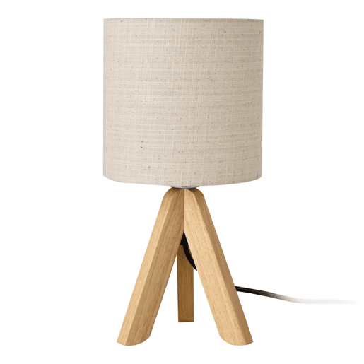 Candeeiro de mesa Koblenz - Tripé - 38 x ø 18 cm - Pernas em madeira - Abajur em linho - Bege lux.pro lux.pro.