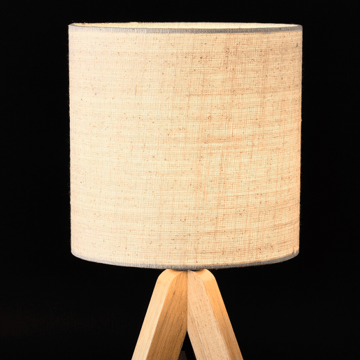 Candeeiro de mesa Koblenz - Tripé - 38 x ø 18 cm - Pernas em madeira - Abajur em linho - Bege lux.pro lux.pro.