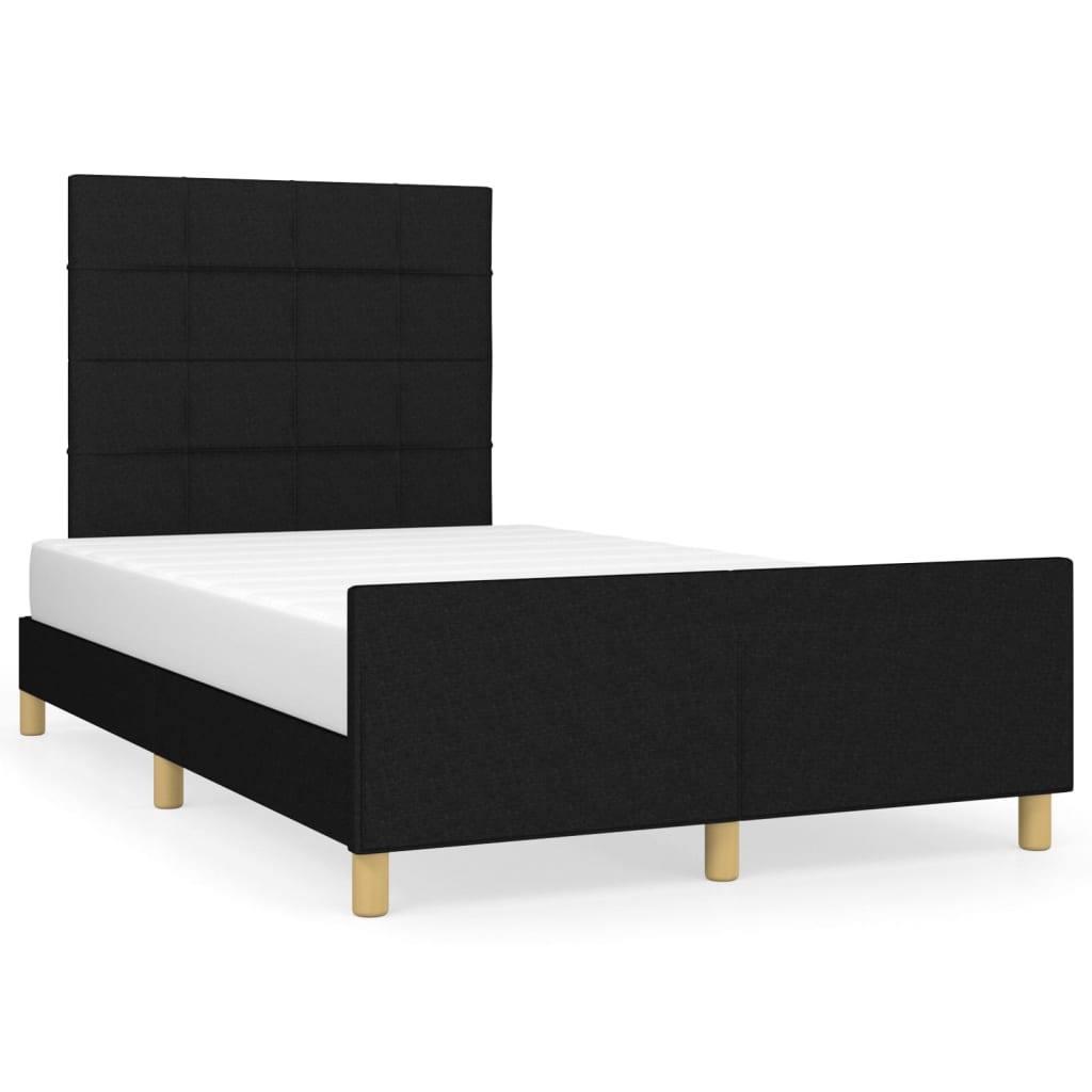 Estructura de cama con cabecero de tela negro 120x200 cm bloques con cuadros