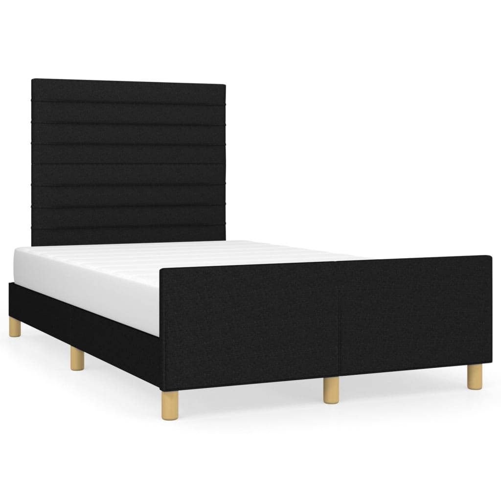estructura de cama con cabecero de tela negro 120x200 cm rayas horizontales