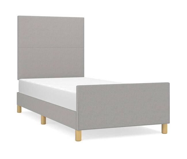 Estructura de cama con cabecero de tela gris claro 80x200 cm diseño plano
