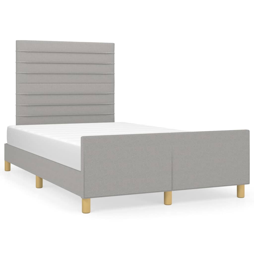 estructura de cama con cabecero de tela gris claro 120x200 cm rayas horizontales