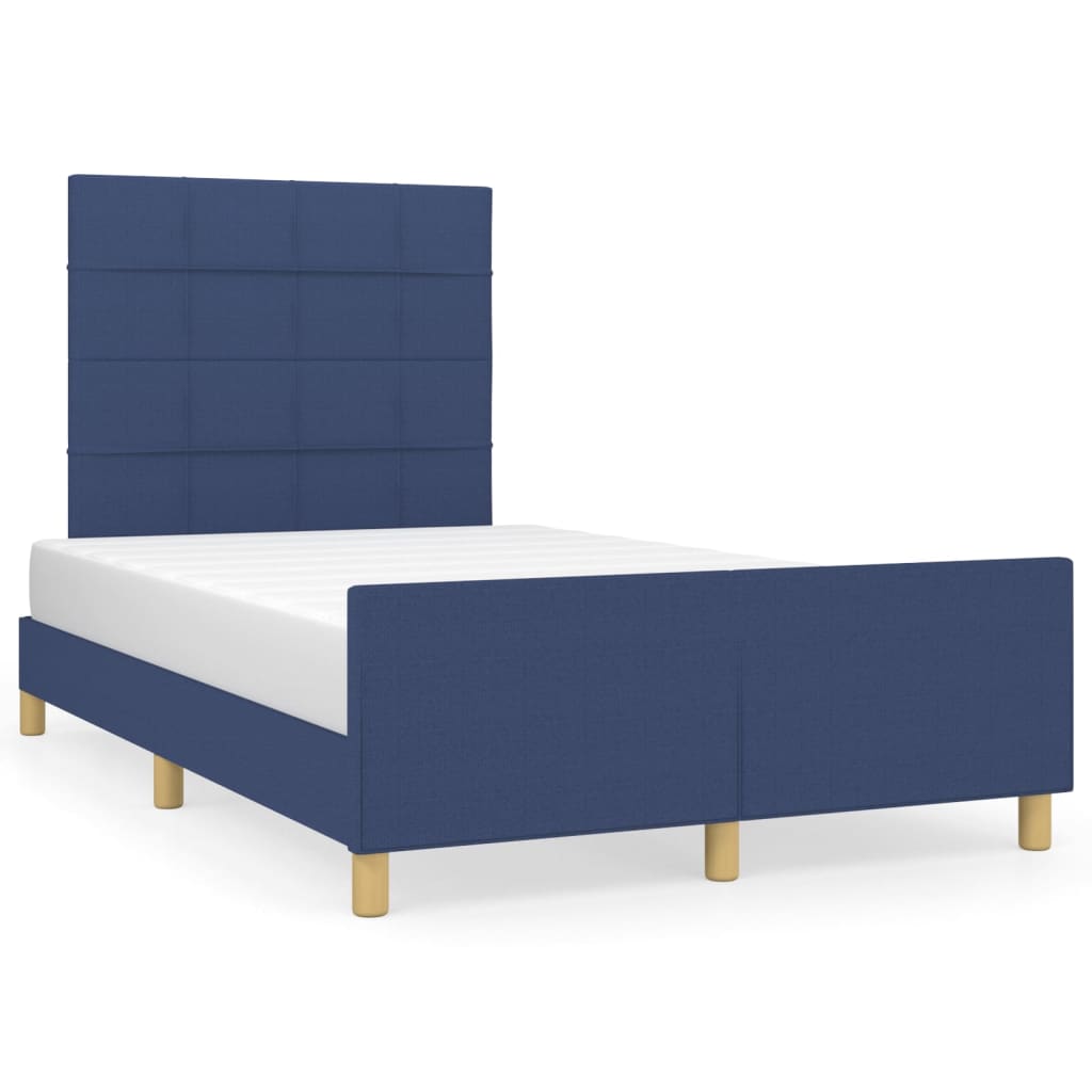 estructura de cama con cabecero de tela azul 120x200 cm bloques con cuadros