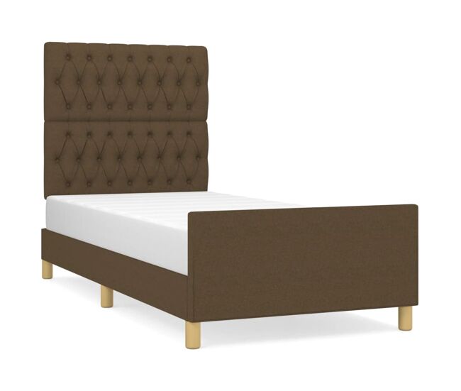 Estructura de cama con cabecero de tela marrón oscuro 90x190 cm diseño de botones