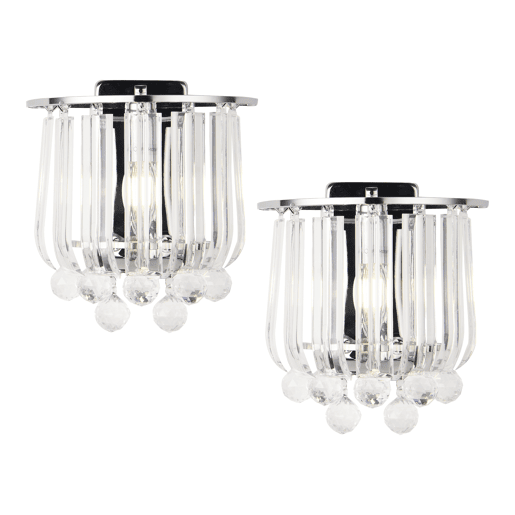 Conjunto de 2 arandelas de parede Alnwick 1xE14 metal-plástico 24x22x15cm - Cromadolux.pro