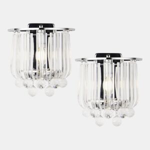 Conjunto de 2 arandelas de parede Alnwick 1xE14 metal-plástico 24x22x15cm - Cromadolux.pro