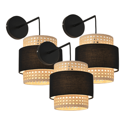 3 Candeeiros de parede Southampton 1xE14 metal-plástico 36x30x18 cm - Preto e Bege lux.pro