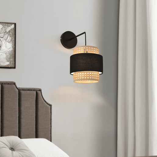 3 Candeeiros de parede Southampton 1xE14 metal-plástico 36x30x18 cm - Preto e Bege lux.pro