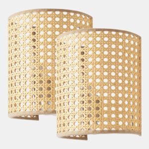 2 candeeiros de parede Ascot 1x E27 metal-plástico 20x16x12 cm - efeito Rattanlux.pro