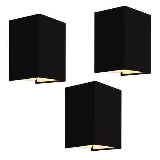 Conjunto de 3 candeeiros de parede modernos Schwerin 1x E27 60 W têxtil de linho 20 x 16 x 13 cm - Preto lux.pro.