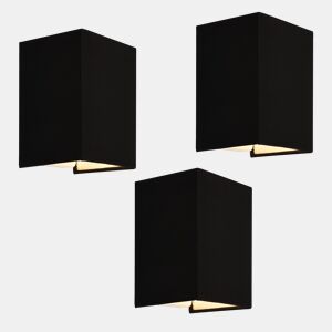 Conjunto de 3 candeeiros de parede modernos Schwerin 1x E27 60 W têxtil de linho 20 x 16 x 13 cm - Preto lux.pro.