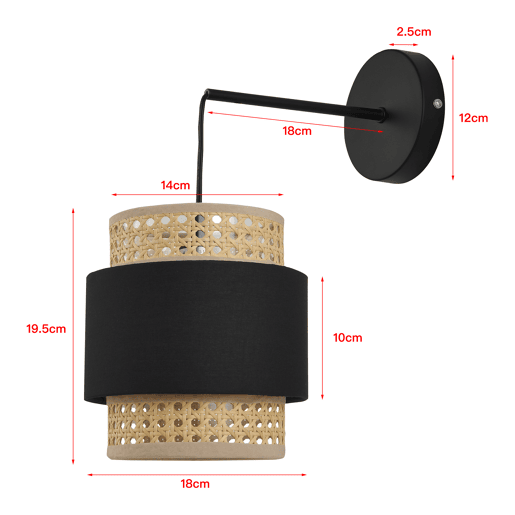 Candeeiro de parede moderno Southampton 1x E14 40 W metal-plástico 36 x 30 x 18 cm - Preto e Bege lux.pro lux.pro.