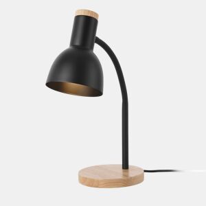Candeeiro de mesa Woodley design industrial 1x E14 40 W metal + madeira 37 x 15 x 15 cm - Preto e Madeira lux.pro.