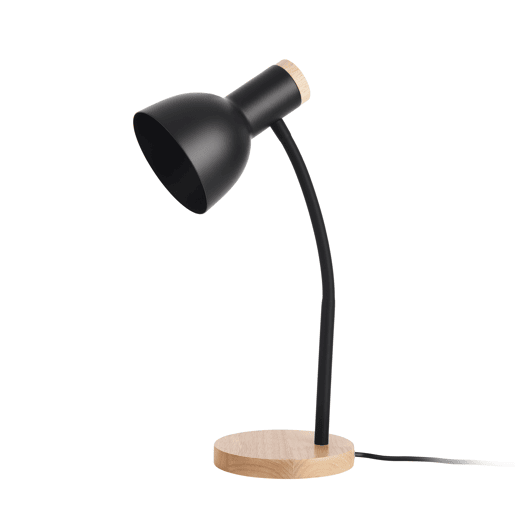 Candeeiro de mesa Woodley design industrial 1x E14 40 W metal + madeira 37 x 15 x 15 cm - Preto e Madeira lux.pro.