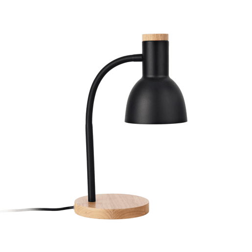 Candeeiro de mesa Woodley design industrial 1x E14 40 W metal + madeira 37 x 15 x 15 cm - Preto e Madeira lux.pro.